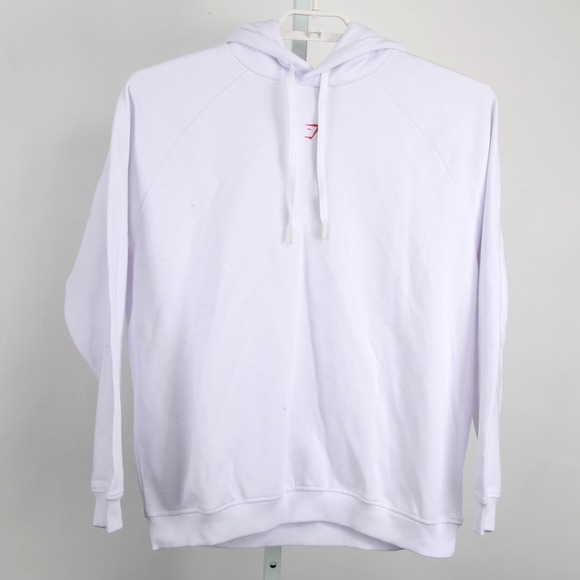 Gymshark Hoodie Womens M White I Love Squats Devil Graphic Fleece Oversized - Picture 3 of 12